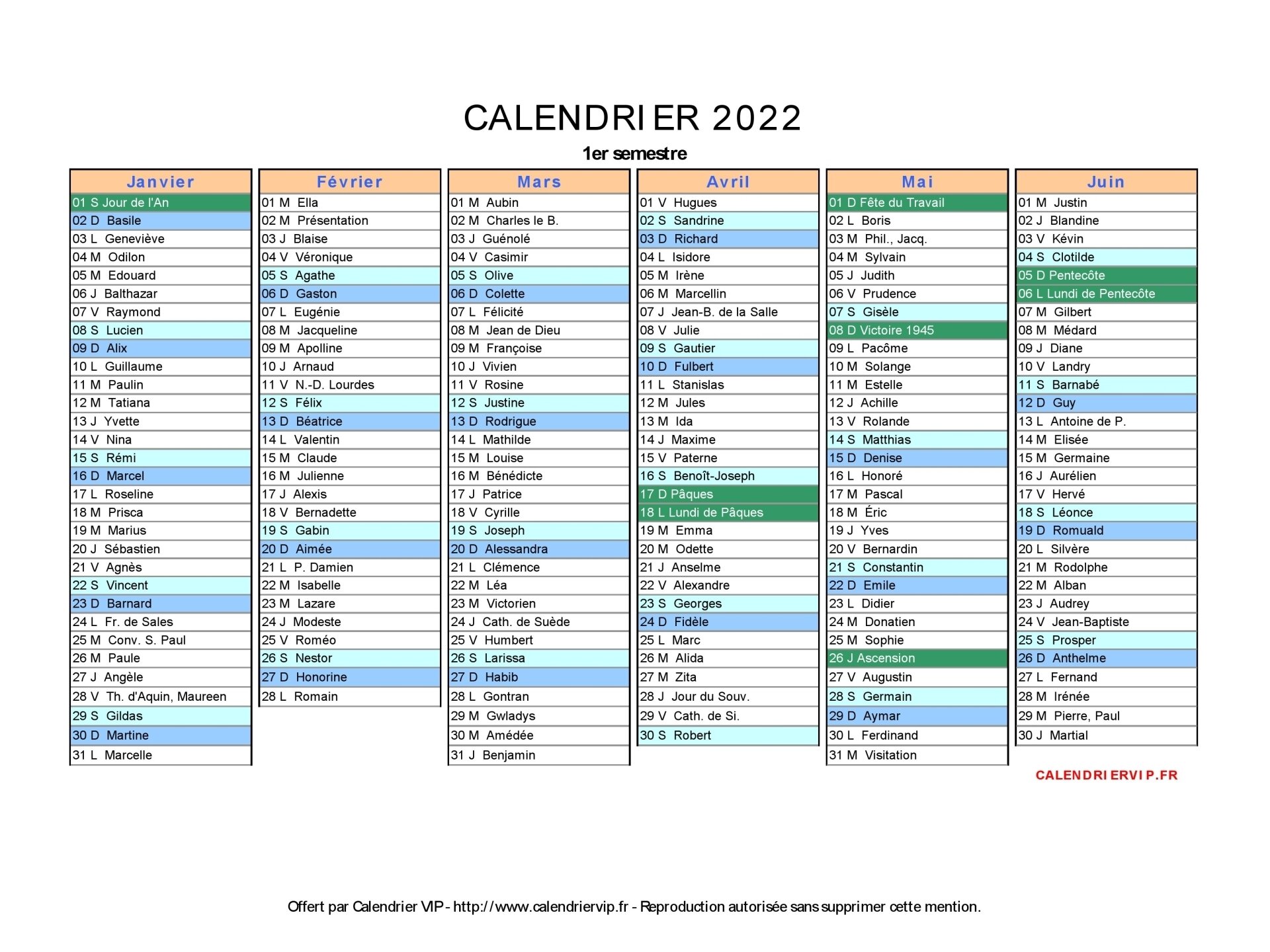 Calendrier 2022 Avec Jours Fériés à Imprimer Calendrier 2022 à imprimer gratuit en PDF et Excel