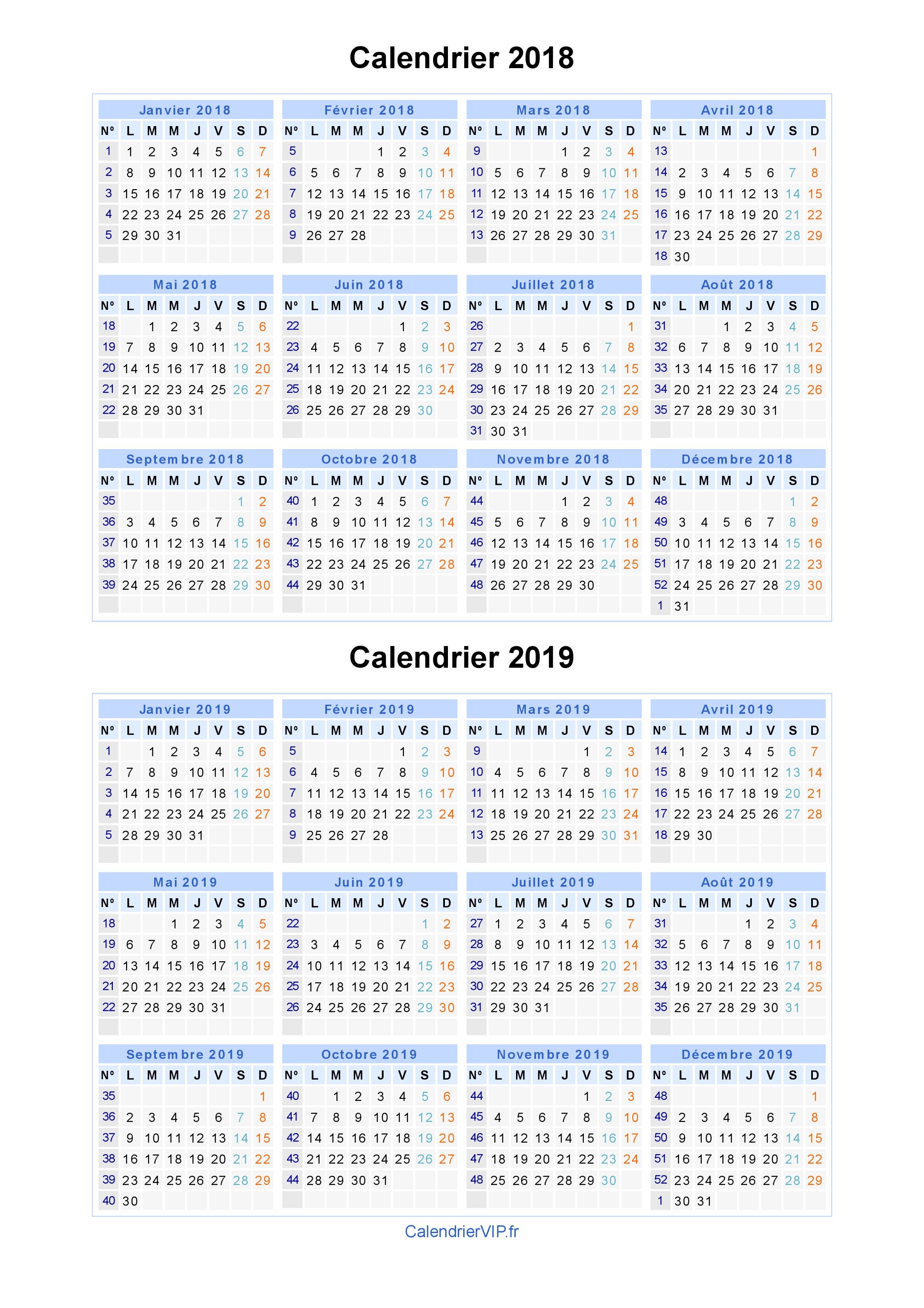 Calendrier Septembre 2018 à Juin 2022 Calendrier 2018 2019 à imprimer gratuit en PDF et Excel