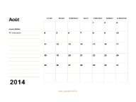 Calendrier Août 2014