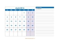 Calendrier Août 2014