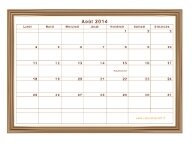 Calendrier Août 2014