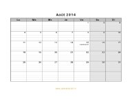 Calendrier Août 2014