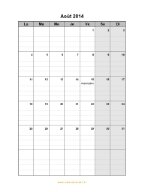 Calendrier Août 2014