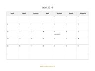 Calendrier Août 2014