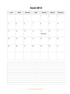 Calendrier Août 2014