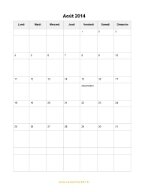 Calendrier Août 2014