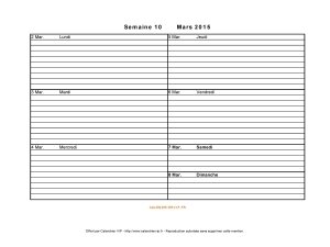 calendrier semaine 10 2015 paysage