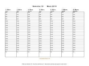calendrier semaine 10 2015 temps