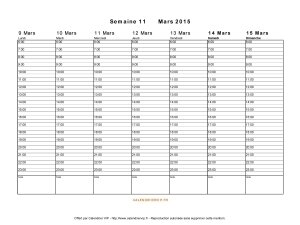 calendrier semaine 11 2015 temps