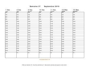 calendrier semaine 37 2015 temps