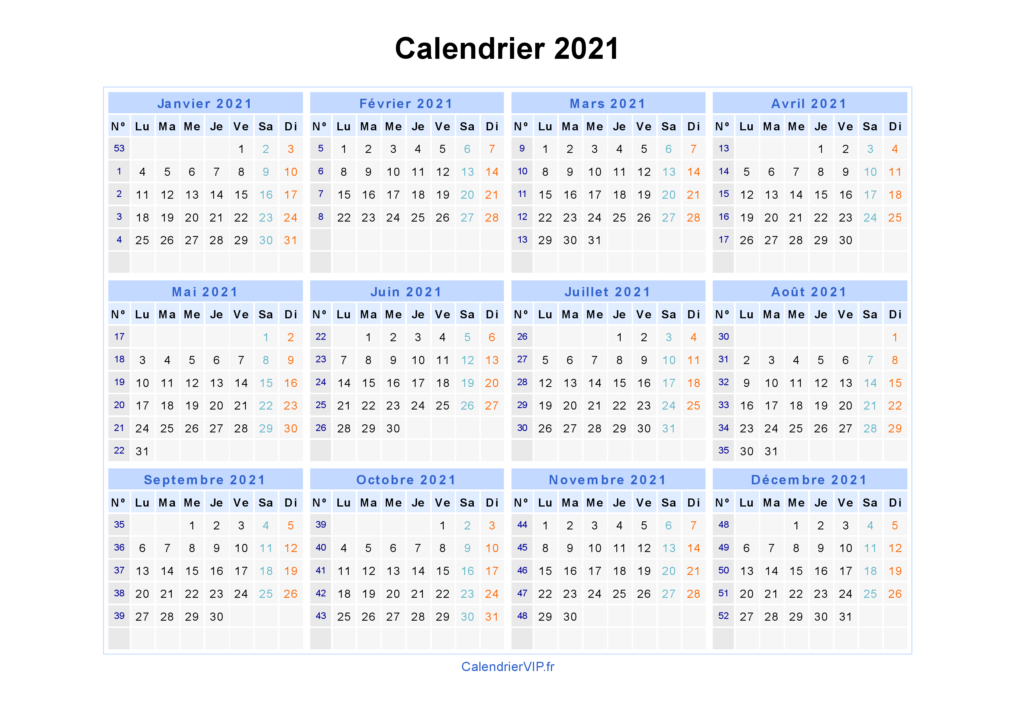 calendrier jun 2021: calendrier 2021 une page par semaine